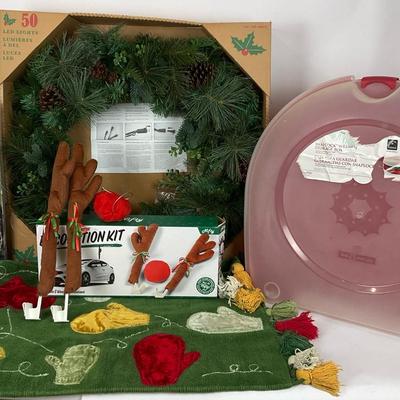 Holiday Décor Bundle with Wreath, Nutcracker, and More