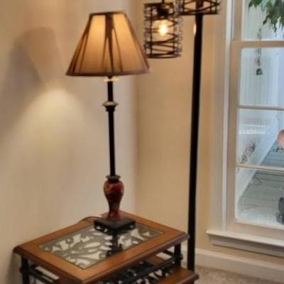 Pair of Accent Tables with Lamps
