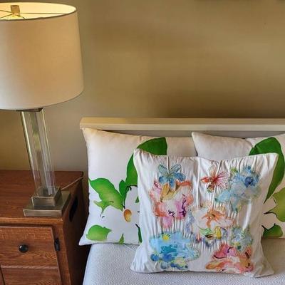 Bedside Lamp and Decorative Pillows
