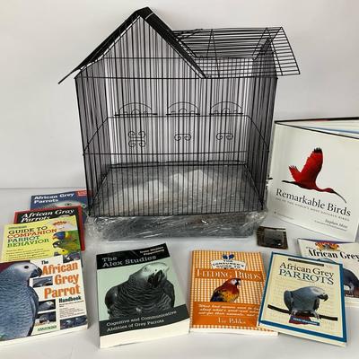 Bird Cage with Parrot Care Book Collection