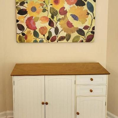 White Sideboard Cabinet with Wood Top