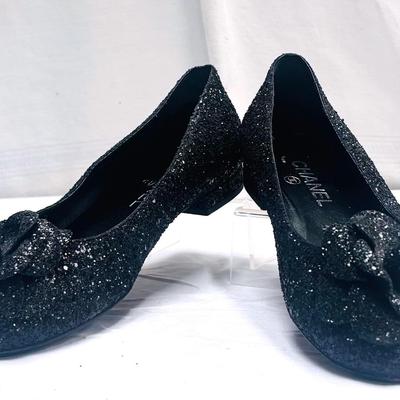 Chanel Black Sparkle Ballerina Flats, Italy