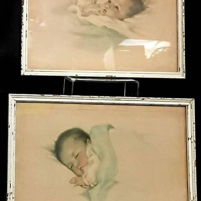 Vintage "A Little Bit of Heaven" & "Awakening" Baby Prints