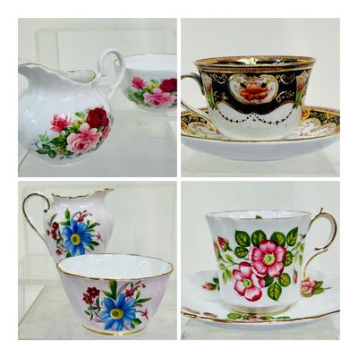 (25+ pcs) Creamers and Sugars, Teacups and Saucers Fine Bone China