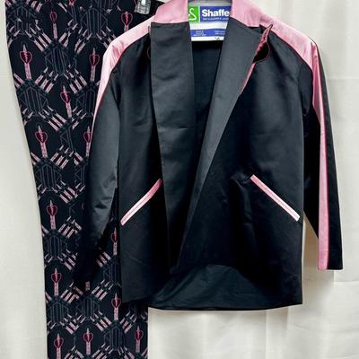 Valentino Pink Black Heart & Dagger Suit Jacket & Pants 