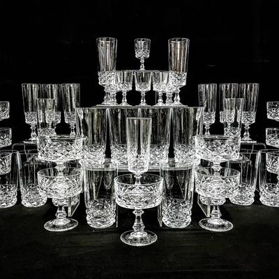 44pc Cristal D'arques Diamond Glassware Set -- Mixed Sizes