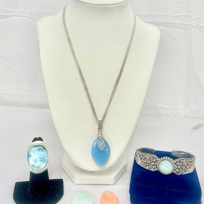 Blue Quartzite Artisan Crafted Sterling Cuff Bracelet And More