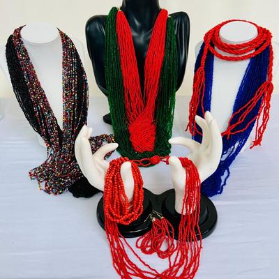 Colorful and Dramatic Multi-strand Necklaces