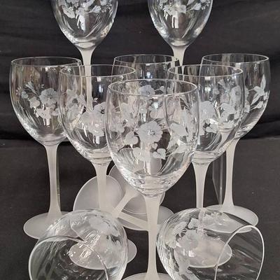 Vintage Avon Etched Hummingbird Lead Crystal Wine Goblets