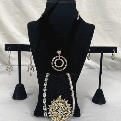 925 Sterling Silver Rhinestone Bracelets, Earrings, Pendants & More!