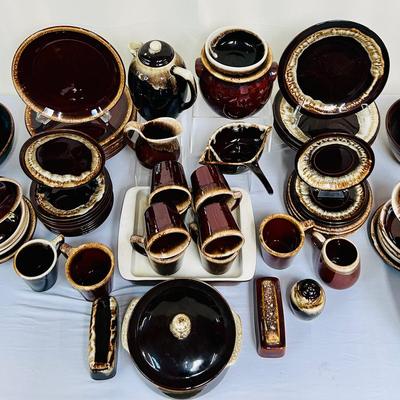 75-pc Lot of Brown Drip Stoneware / Pfaltzgraff / McCoy / Hull & More