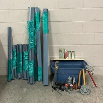 Metal Shelf Rack Posts, Rails, & Tools