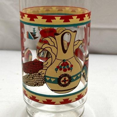 (13) Rare Vintage Indiana Glass Southwest Pottery Tumblers