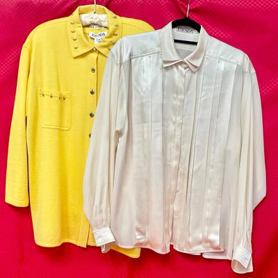 Vintage ESCADA Long Sleeve Silk Blouse & Matching Cardigan/Shirt Set