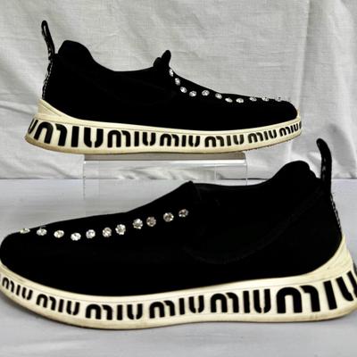 Miu Miu Black Crystal Trainers Sneakers
