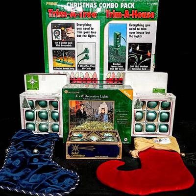 Complete Christmas Décor Bundle – Lights, Ornaments & Stockings