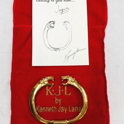 Kenneth Jay Lane Leopard Head Hinged Bracelet