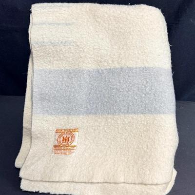 Gray Striped Hudson Bay Point Wool Blanket