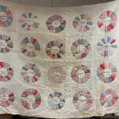 Signature embroidered Baldwin quilt