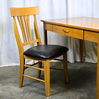 Wood Side Chair with Black Cushion - Office, Dining, Extra Seating