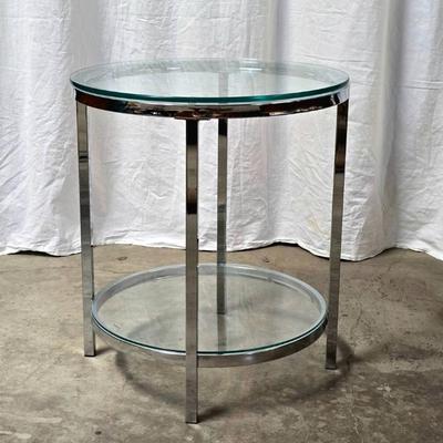 Vintage Round Chrome & Glass Table