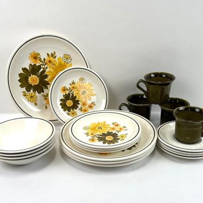 Vintage TST Taylor Ironstone "Mountain Meadow" 5pc Place Settings, 20pc Dinnerware Set