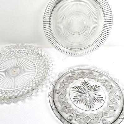 Vintage Large Glass Serving Plates (Set of 3)