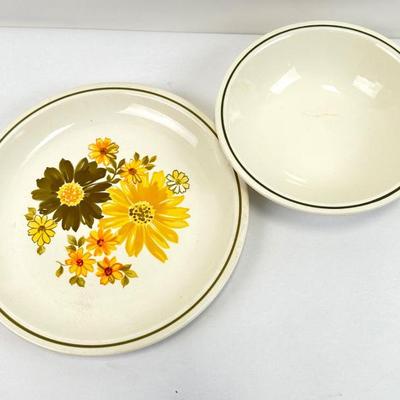 Vintage TST Taylor Ironstone "Mountain Meadow" Serveware - Large Round Serving Plate and Serving Bowl