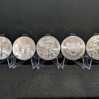 Five 2020 Silver American Eagles – Rare Date