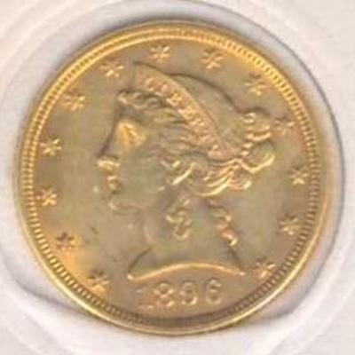 1896 $5 Liberty Gold AU