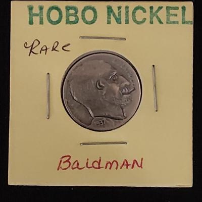 Vintage Hobo Nickel John Allen - "Bald man"