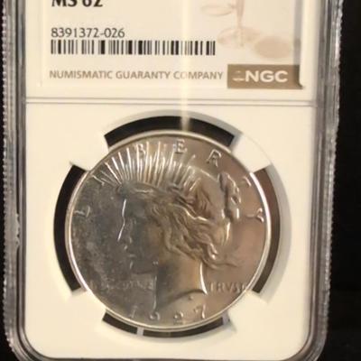 1927-S Peace Dollar MS62