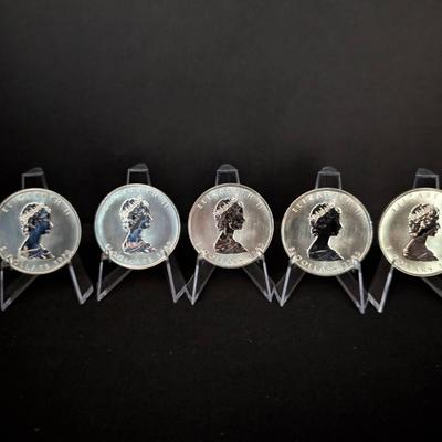Five Canadian Silver Maple Leafs – BU 