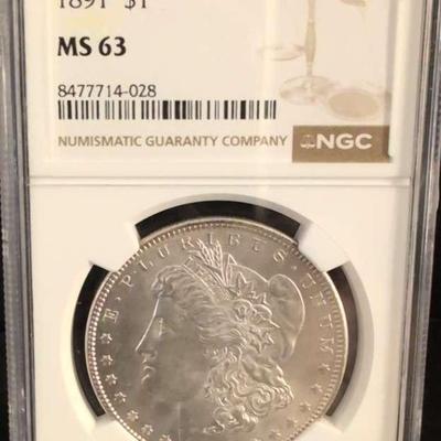 1891-P Morgan Silver Dollar MS63