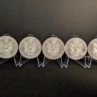 Five 2020 Silver American Eagles – Rare Date