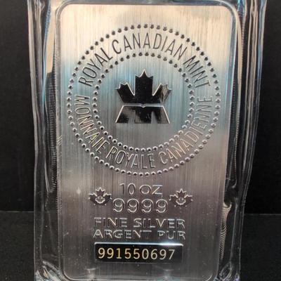 10 oz Canadian Fine Silver Bar– .999