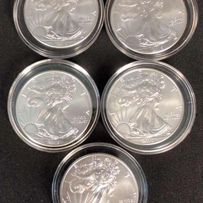 5 Silver Eagles Random Years