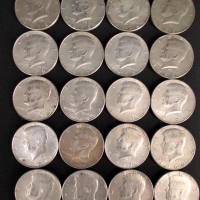 20 1965-1969 Kennedy Silver Half Dollars