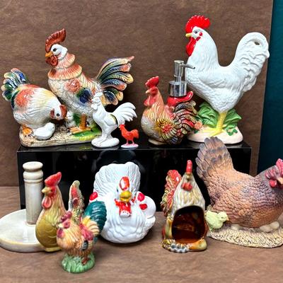 Collection of Ceramic Roosters 