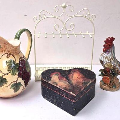 "Chardonnay" Pitcher & Rooster Decor
