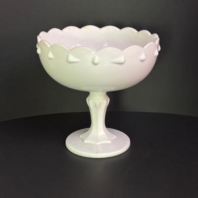 Vintage Indiana Milk Glass Teardrop Pedestal Footed Compote Bowl.JPG
