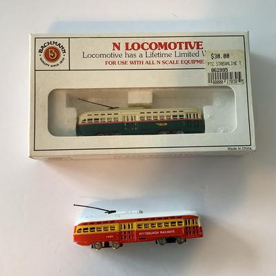 Two Bachmann N-Scale Trolley Cars