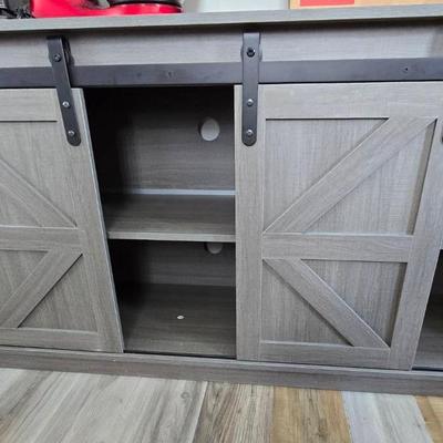 Entertainment Stand With Sliding Barn-style Doors