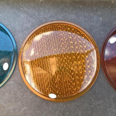 Set Of Three Vintage Kopp Glass Inc. Traffic Light Lens