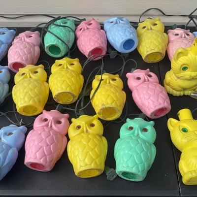 Vintage Blow Mold Light Bulb Covers - Owls, Cats, Bell Shape