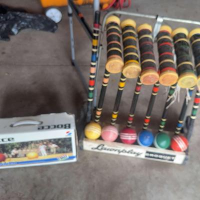 Vintage Lawnboy croquet Set And Sport craft Bocce Ball