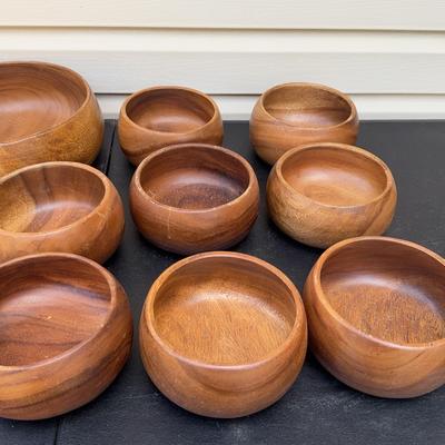 Vintage Wooden Monkey Pod Serving Bowls