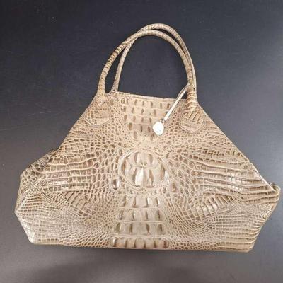Brahmin Brown Crock Embossed Leather Handbag