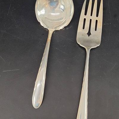 Serling Silver Serving Spoon and Fork - Silver Flutes 119gm