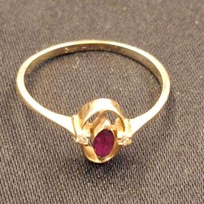 14K Ruby Diamond Size 11 - 2g with Stone - Verified